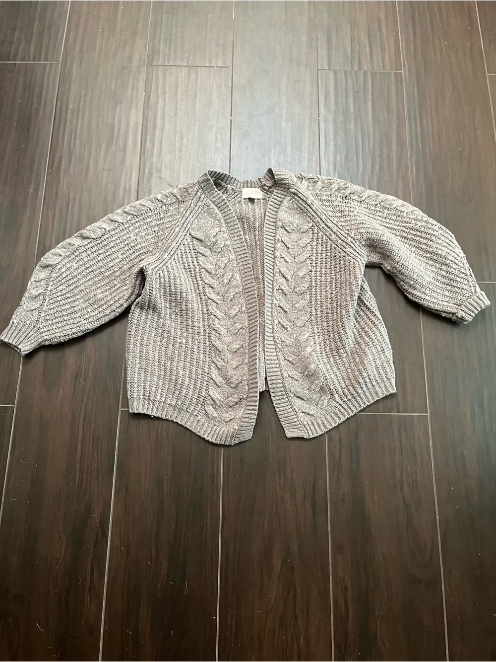 Universal Thread Cozy Gray Cable-Knit Open Cardigan Sweater